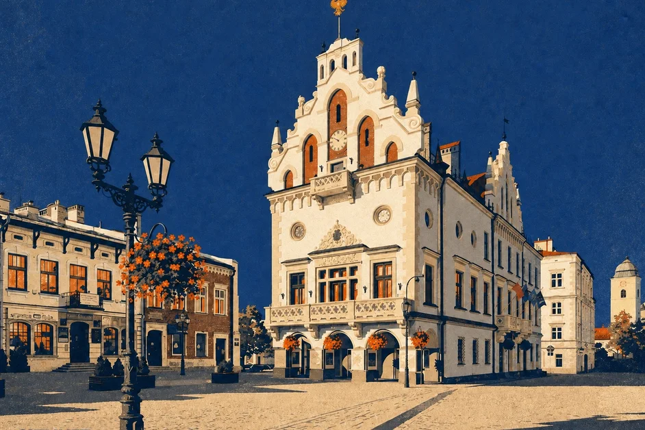 Ratusz w Rzeszowie w ilustracyjnym stylu Citynet