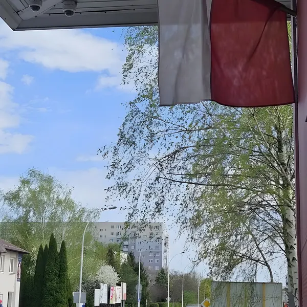 Kamery kopułkowe monitoringu CityNet pod zadaszeniem budynku w Rzeszowie – nadzór nad wejściem i drogą osiedlową.